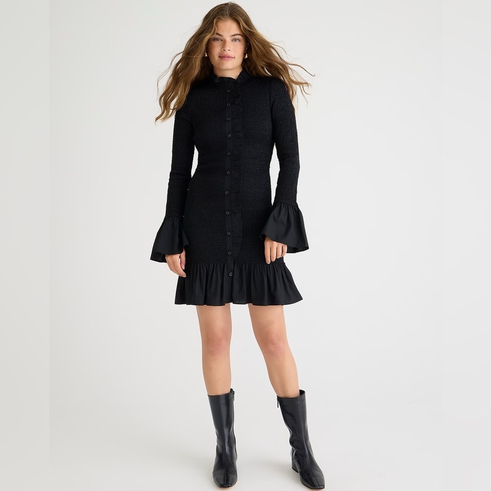 J.Crew Smocked button-up mini dress BU627